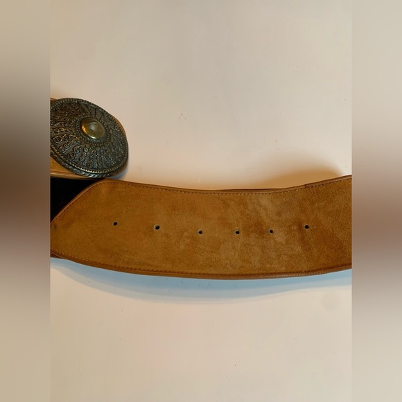 Tan suede and leather belt - Picture 3 of 8